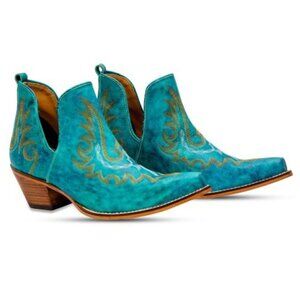 MYRA BAG Westerly Turquoise Western Leather Split Booties Ankle Boots 6-11 NWT